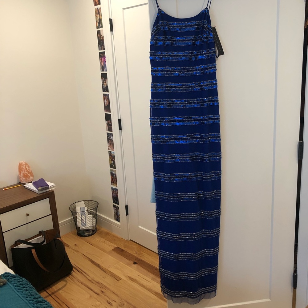 Blue sequin gown